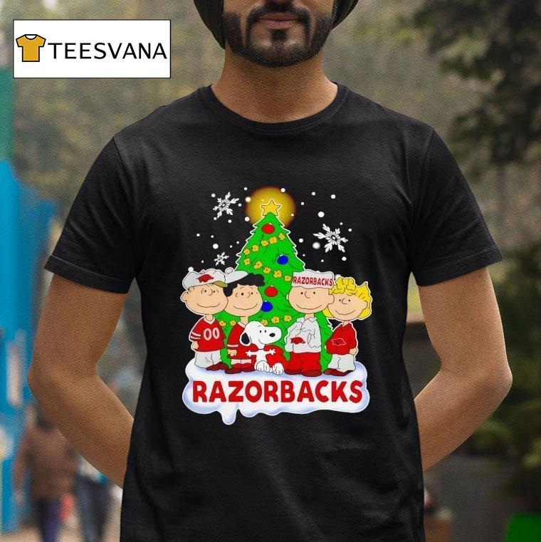Peanuts Characters Arkansas Razorbacks Christmas T Shirt Peanuts Characters Arkansas Razorbacks Christmas T Shirt