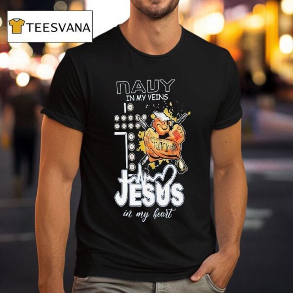 Popeye U S Navy In My Veins Jesus In My Hear T Shirt