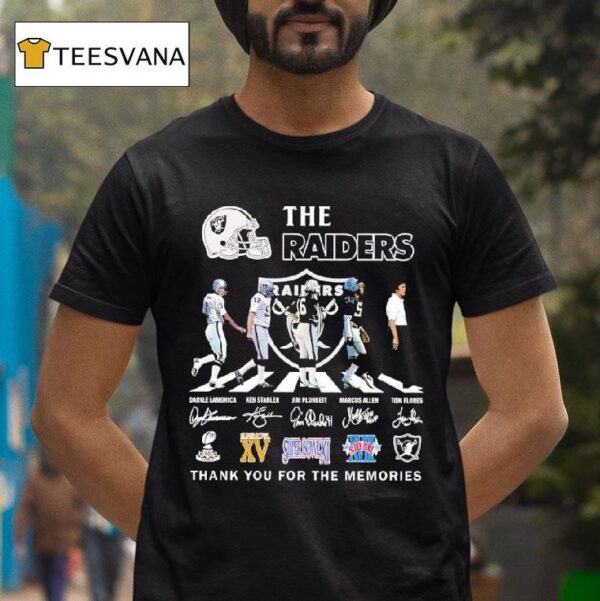 The Las Vegas Raiders Team Signatures Super Bowls Logo Thank You For The Memories T Shirt