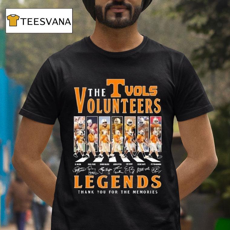 The Tennessee Volunrs Legends Walkings Signatures Thank You For The Memories T Shirt The Tennessee Volunrs Legends Walkings Signatures Thank You For The Memories T Shirt