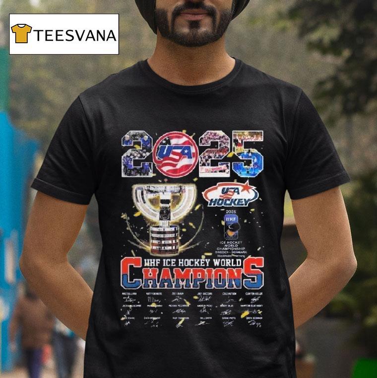 Usa Hockey Ice Hockey World Champions Signatures T Shirt Usa Hockey Ice Hockey World Champions Signatures T Shirt