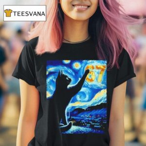Back Cat The Starry Night Vincent Van Gogh Funny T Shirt