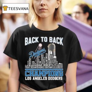 Back To Back Champions Los Angeles Dodgers Skyline Names T Shirt
