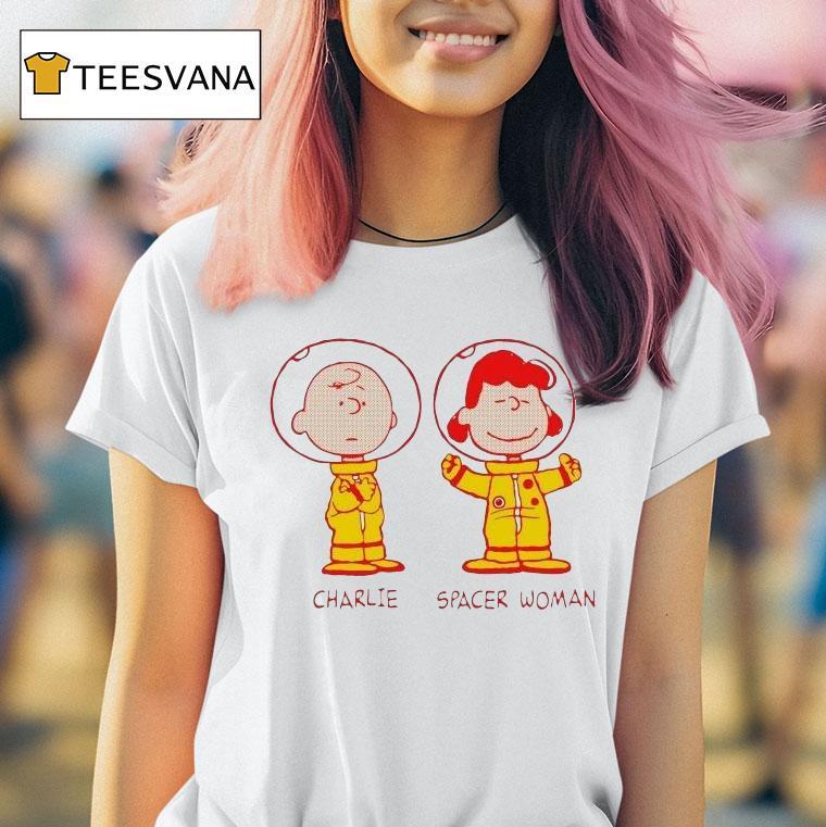 Charlie Brown And Lucy The Peanuts Spacer Woman T Shirt