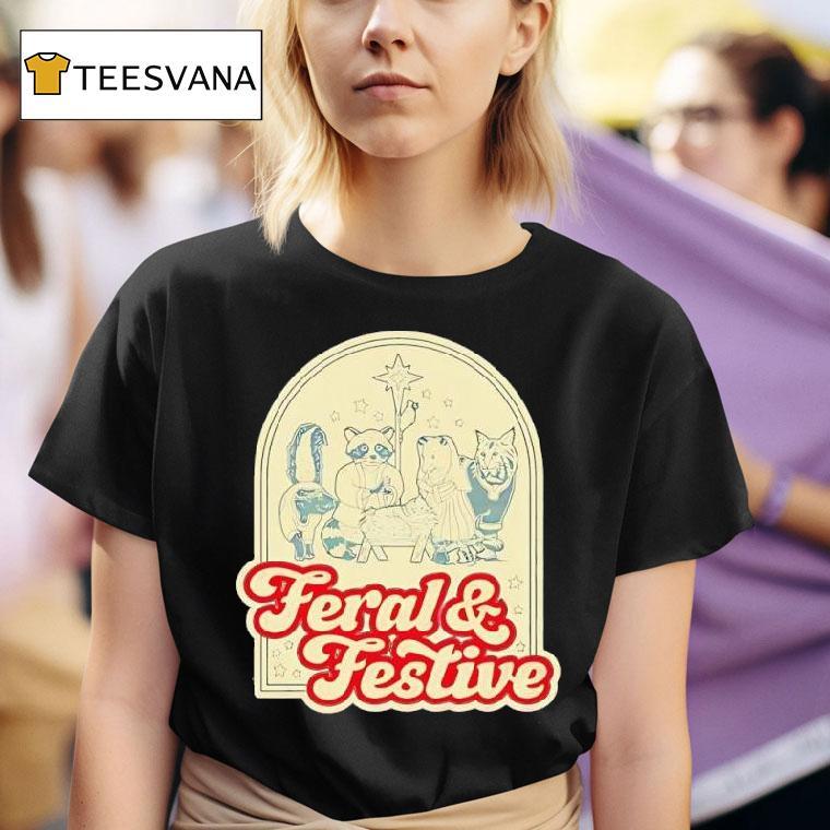 Feral Festive Raccoon And Friends T Shirt