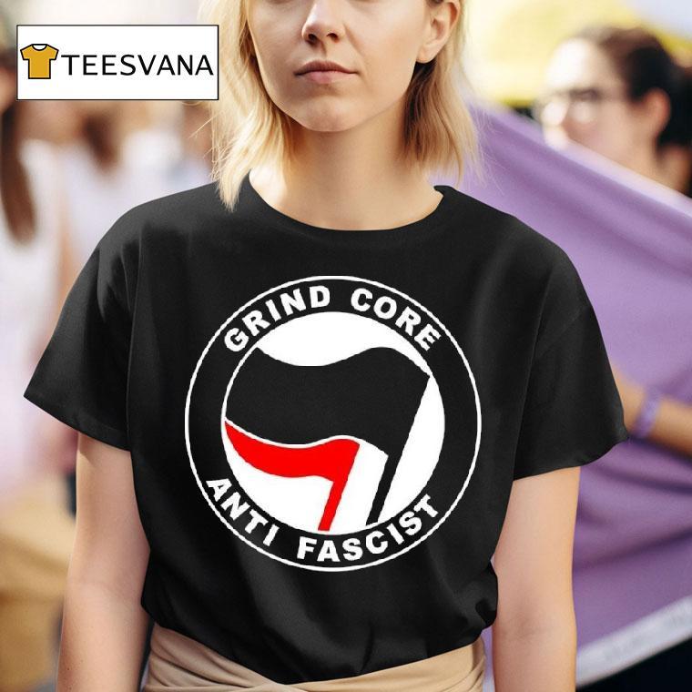 Grind Core Anti Fascist Antifa Logo T Shirt
