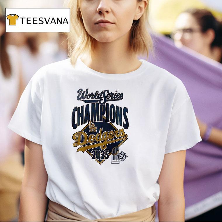 Los Angeles Dodgers Golden Trophy Back To Back Sided T Shirt