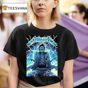 Metallica Ride The Lightning Artwork By Luke Preece Australia M Tour Skeleton On The Electric Chair T Shirt