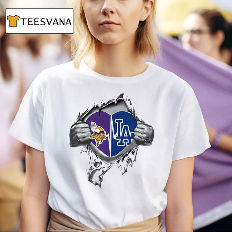 Minnesota Vikings Vs Los Angeles Dodgers It S In My Hear T Shirt