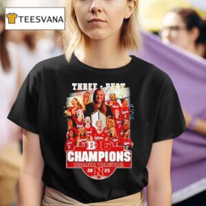 Nebraska Huskers Volleyball Three Peat Big Champions Logo T Shirt