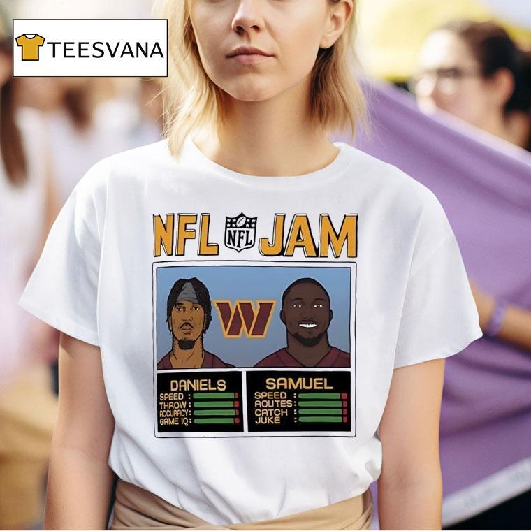 Nfl Jam Jayden Daniels And Deebo Samuel Washington Commanders Football T Shirt