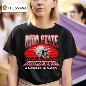 Ohio State Buckeyes Retro Neon Grid Scarlet And Gray T Shirt