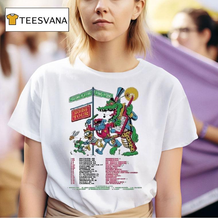 Pigeons Playing Ping Pong Tour Co Headline With Lotus Dates T Shirt