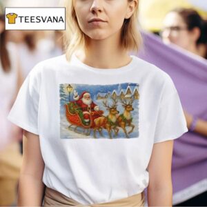 Santa Sleigh Reindeer Christmas T Shirt