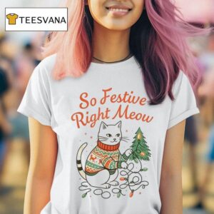 So Festive Right Meow Cat Christmas Santa Holiday T Shirt