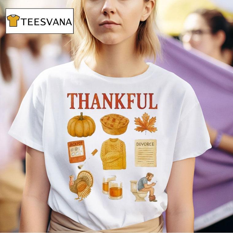 Thankful Pumpkin Jackpot Cigarettes Divorce Turkey Beer Toile T Shirt