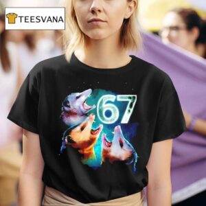 Three Possum Moon Animal Funny Six Seven T Shirt