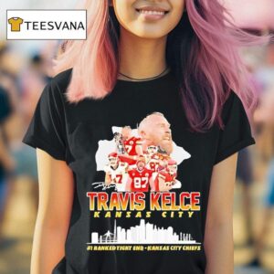 Travis Kelce Kansas City Chiefs City Skyline Signature T Shirt