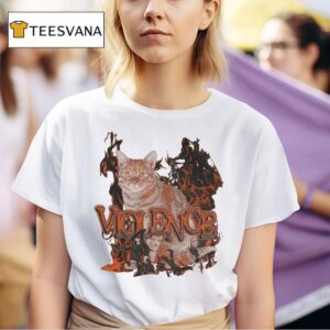 Violence Cat Flames T Shirt