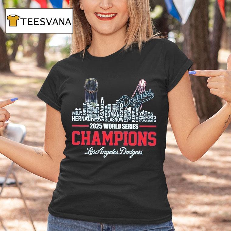 World Series Champs Los Angeles Dodgers Skyline Names T Shirt World Series Champs Los Angeles Dodgers Skyline Names T Shirt