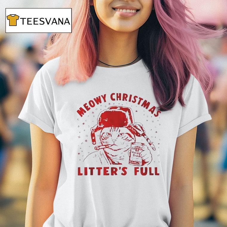 Cat Smoking Meowy Christmas Litter S Full T Shirt Cat Smoking Meowy Christmas Litter S Full T Shirt