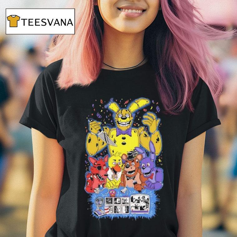 Fnaf Five Nights At Freddy S Freddy Bonnie Chica Foxy Characters T Shirt Fnaf Five Nights At Freddy S Freddy Bonnie Chica Foxy Characters T Shirt