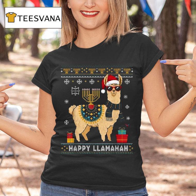 Happy Llamakah Ugly Christmas Penguin Hanukkah T Shirt Happy Llamakah Ugly Christmas Penguin Hanukkah T Shirt