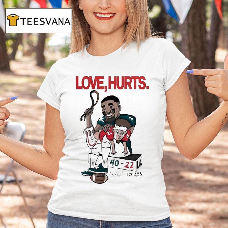Jalen Hurts Patrick Mahomes Philadelphia Eagles Philly Vs Kansas City Chiefs Love Hurts Belt To Ass Super Bowl Lix T Shirt Jalen Hurts Patrick Mahomes Philadelphia Eagles Philly Vs Kansas City Chiefs Love Hurts Belt To Ass Super Bowl Lix T Shirt