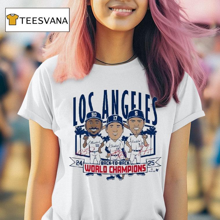 Los Angeles Baseball Back To Back World Champs Caricatures T Shirt Los Angeles Baseball Back To Back World Champs Caricatures T Shirt