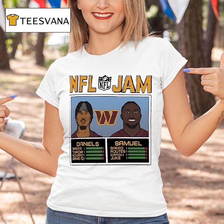 Nfl Jam Jayden Daniels And Deebo Samuel Washington Commanders Football T Shirt Nfl Jam Jayden Daniels And Deebo Samuel Washington Commanders Football T Shirt