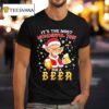 A Man Holding A Glass Of Two Beer Santa Suit It S The Most Wonderful Time For A Beer T Shirt