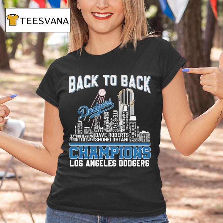 Back To Back Champions Los Angeles Dodgers Skyline Names T Shirt Back To Back Champions Los Angeles Dodgers Skyline Names T Shirt
