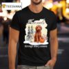 Chocolate Goldendoodle And Friend Through Every Season In Winter Snow Scene T Shirt