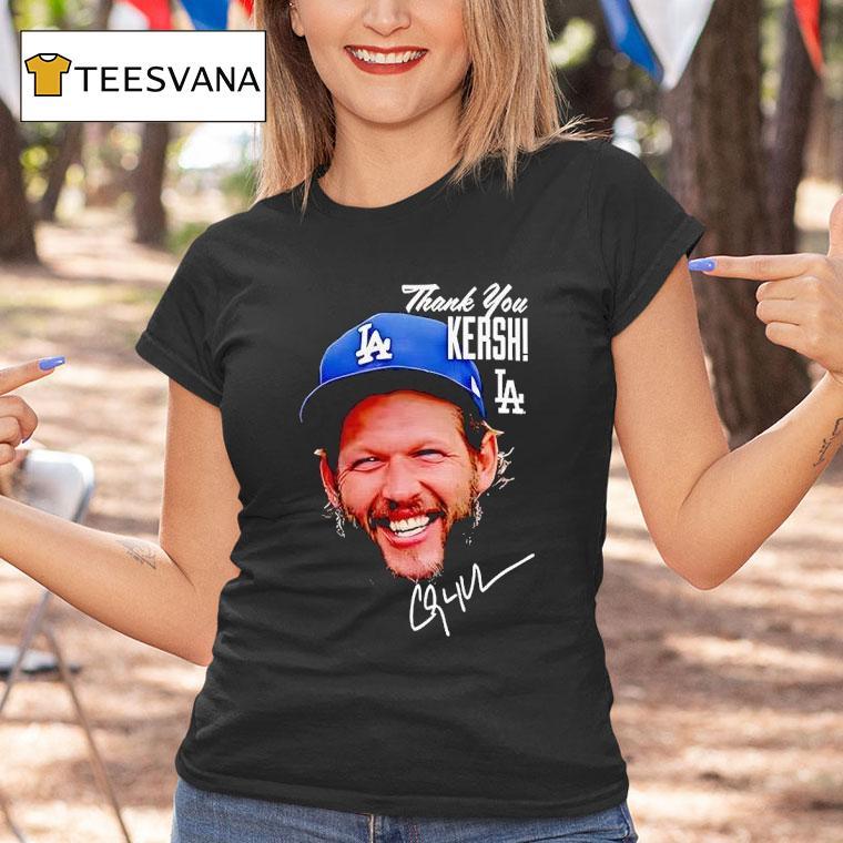 Clayton Kershaw Los Angeles Dodgers New Era Retirement Thank You Signature T Shirt Clayton Kershaw Los Angeles Dodgers New Era Retirement Thank You Signature T Shirt