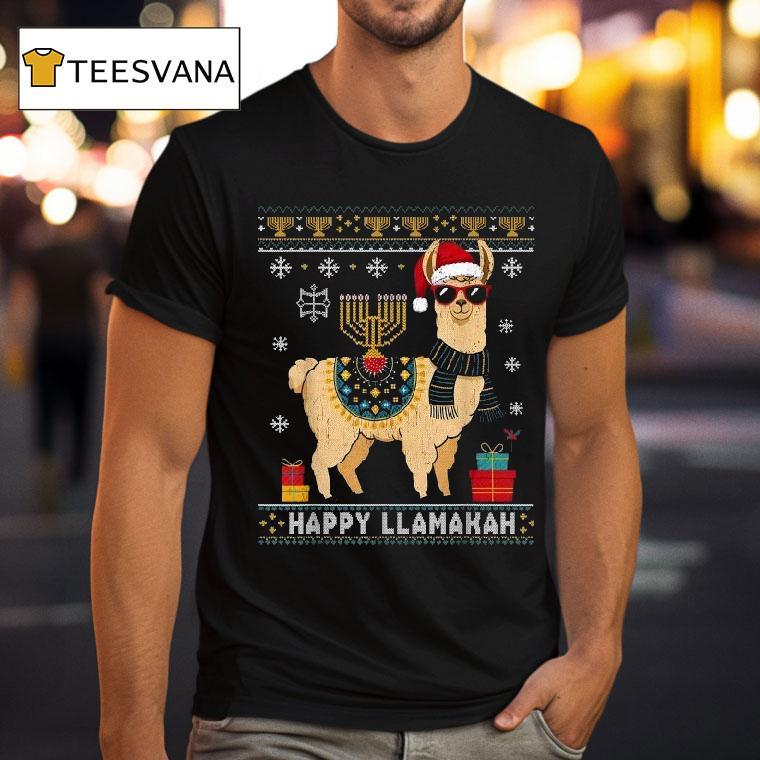 Happy Llamakah Ugly Christmas Penguin Hanukkah T Shirt Happy Llamakah Ugly Christmas Penguin Hanukkah T Shirt