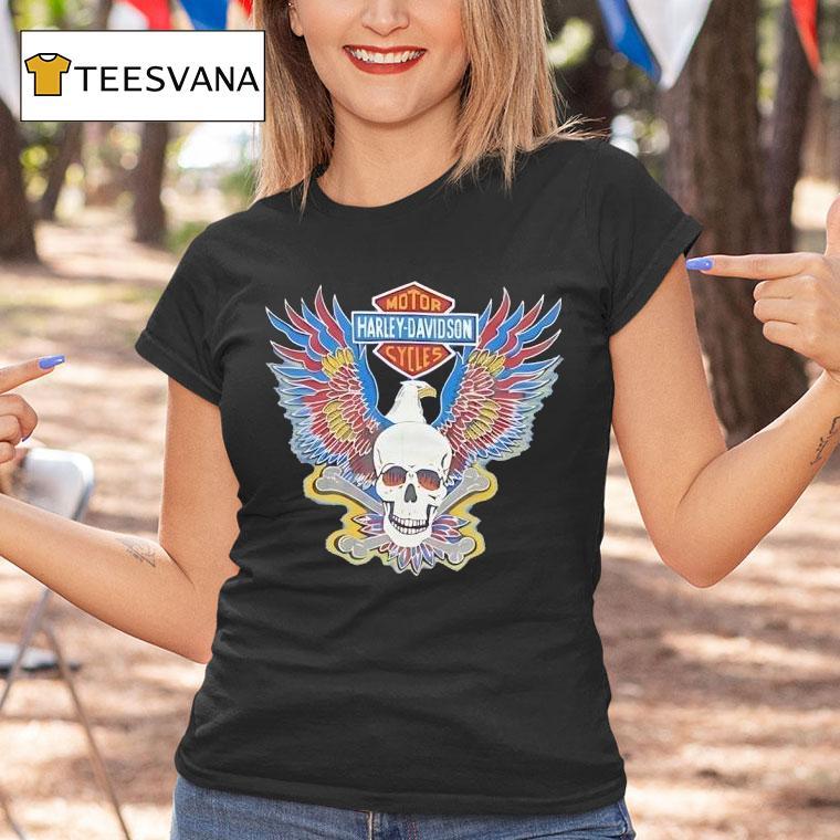 Harley Davidson Skull Cross Bones Eagle Wings Rainbow T Shirt Harley Davidson Skull Cross Bones Eagle Wings Rainbow T Shirt