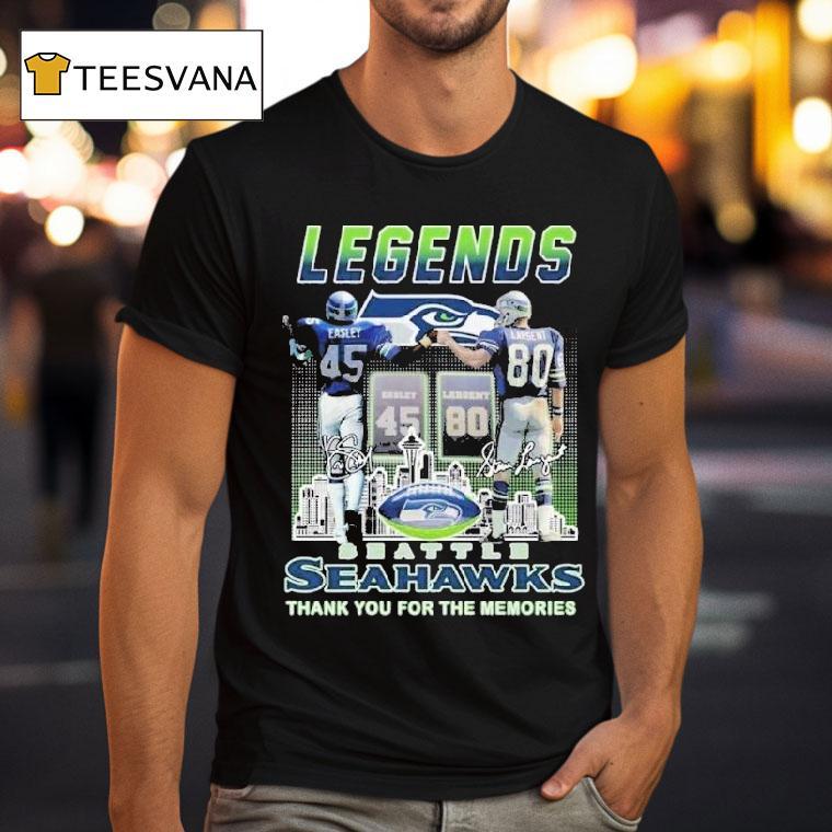 Kenny Easley And Steve Largent Seattle Seahawks Legends Thank You For The Memories Signatures T Shirt Kenny Easley And Steve Largent Seattle Seahawks Legends Thank You For The Memories Signatures T Shirt