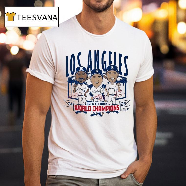 Los Angeles Baseball Back To Back World Champs Caricatures T Shirt Los Angeles Baseball Back To Back World Champs Caricatures T Shirt