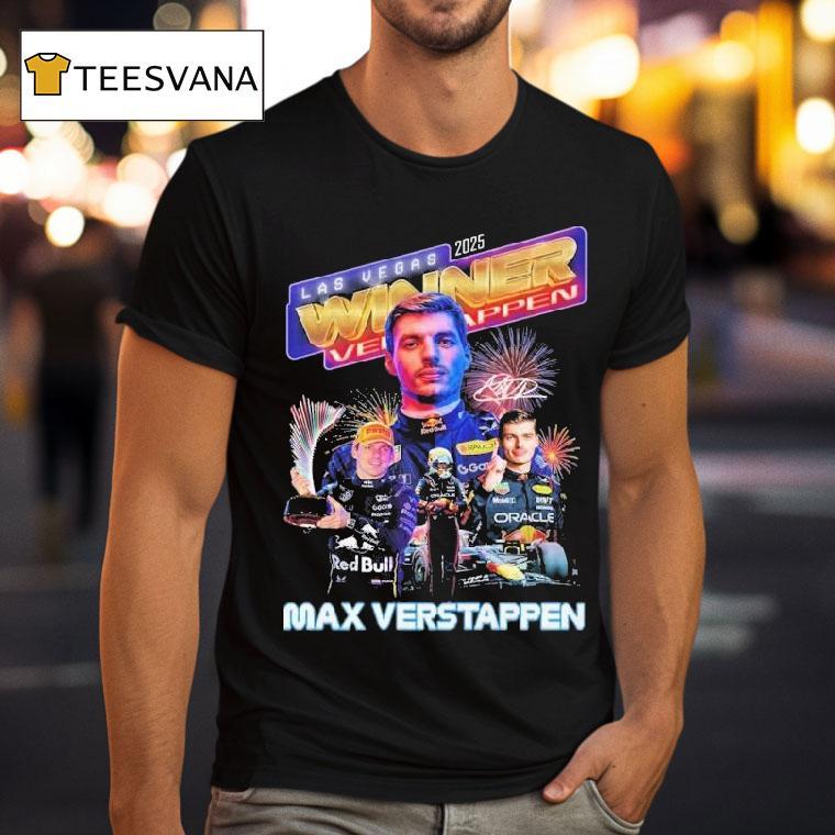 Max Verstappen Las Vegas Winner Racing F Signature T Shirt Max Verstappen Las Vegas Winner Racing F Signature T Shirt