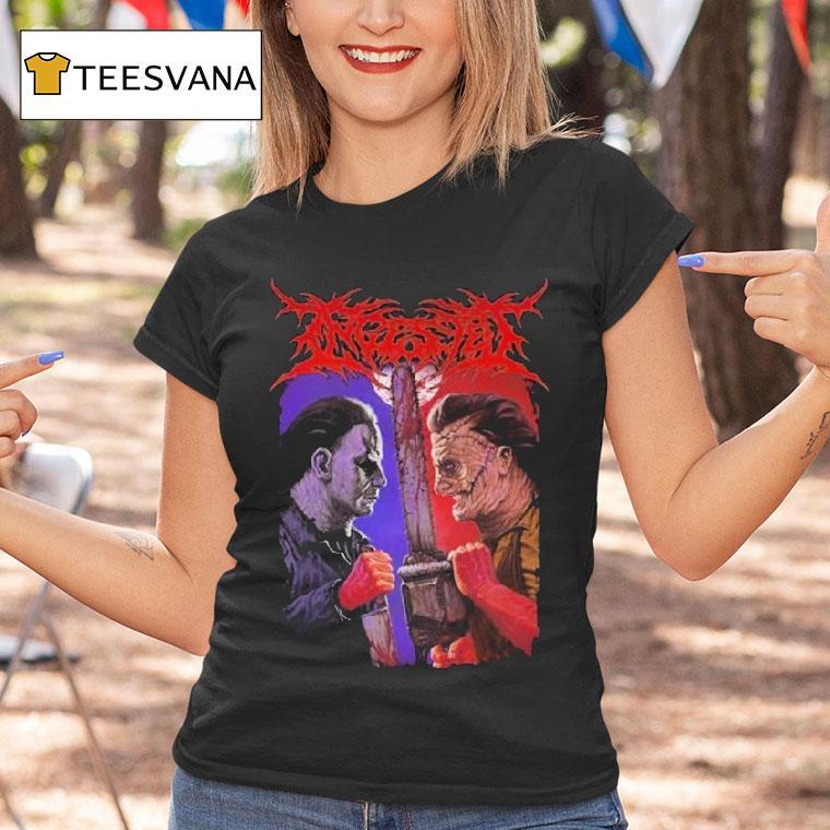Michael Myers And Freddy Krueger Ingested Face To Face T Shirt Michael Myers And Freddy Krueger Ingested Face To Face T Shirt