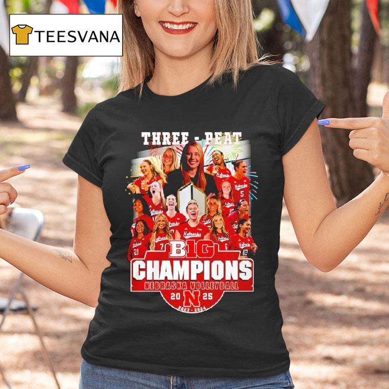 Nebraska Huskers Volleyball Three Peat Big Champions Logo T Shirt Nebraska Huskers Volleyball Three Peat Big Champions Logo T Shirt