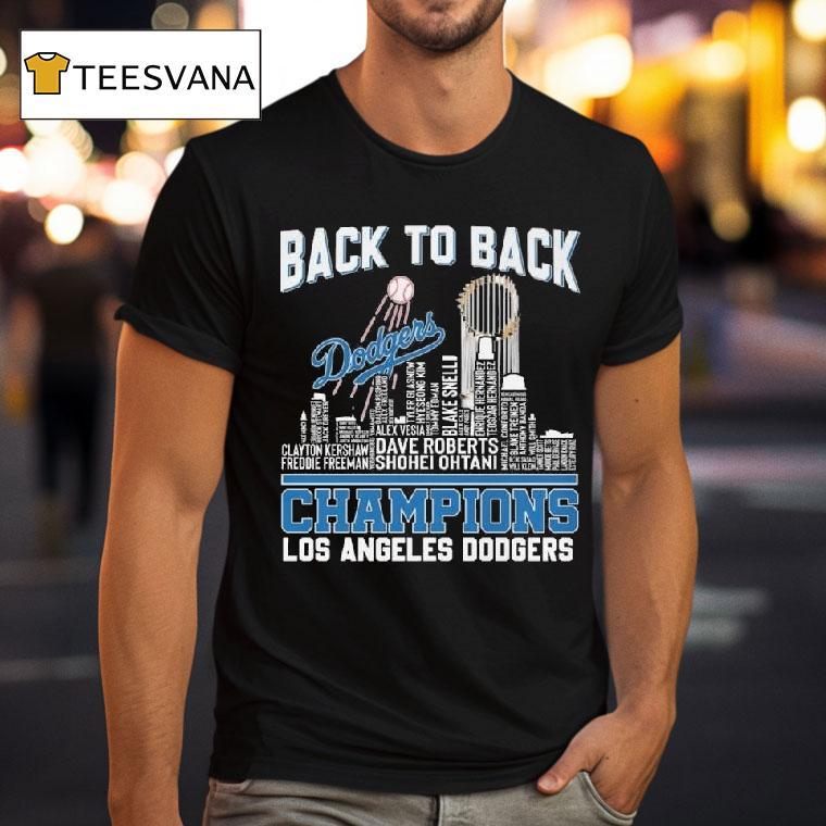 Back To Back Champions Los Angeles Dodgers Skyline Names T Shirt Back To Back Champions Los Angeles Dodgers Skyline Names T Shirt