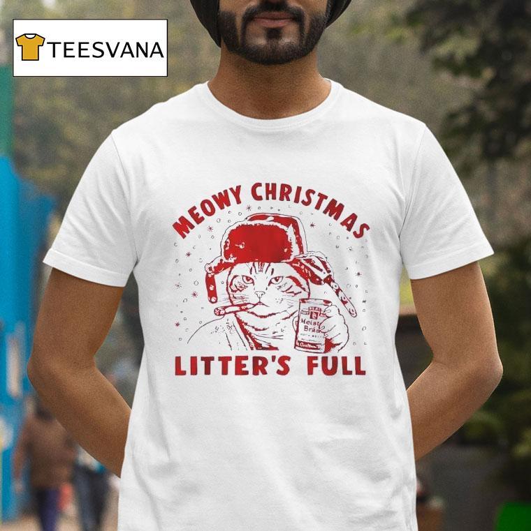 Cat Smoking Meowy Christmas Litter S Full T Shirt Cat Smoking Meowy Christmas Litter S Full T Shirt