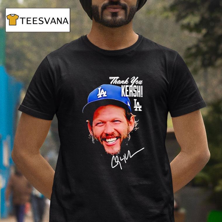 Clayton Kershaw Los Angeles Dodgers New Era Retirement Thank You Signature T Shirt Clayton Kershaw Los Angeles Dodgers New Era Retirement Thank You Signature T Shirt