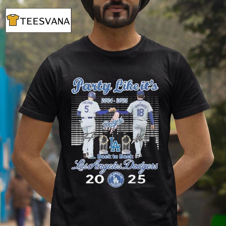 Freeman And Yamamoto Party Like It S Back To Back Los Angeles Dodgers Signatures T Shirt Freeman And Yamamoto Party Like It S Back To Back Los Angeles Dodgers Signatures T Shirt