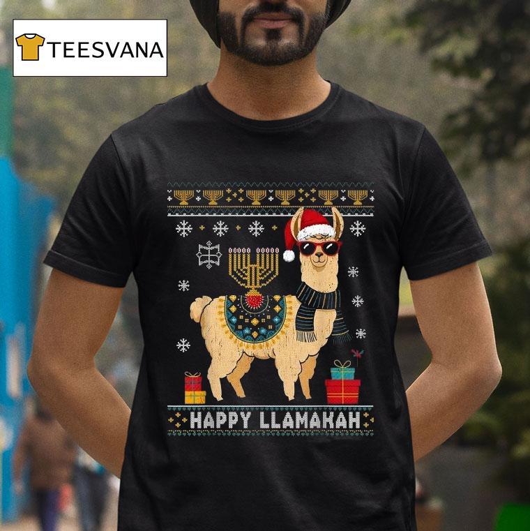 Happy Llamakah Ugly Christmas Penguin Hanukkah T Shirt Happy Llamakah Ugly Christmas Penguin Hanukkah T Shirt