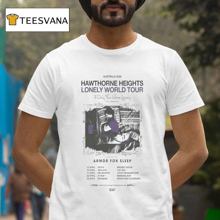 Hawthorne Heights Lonely World Tour Armor For Sleep Australia T Shirt Hawthorne Heights Lonely World Tour Armor For Sleep Australia T Shirt