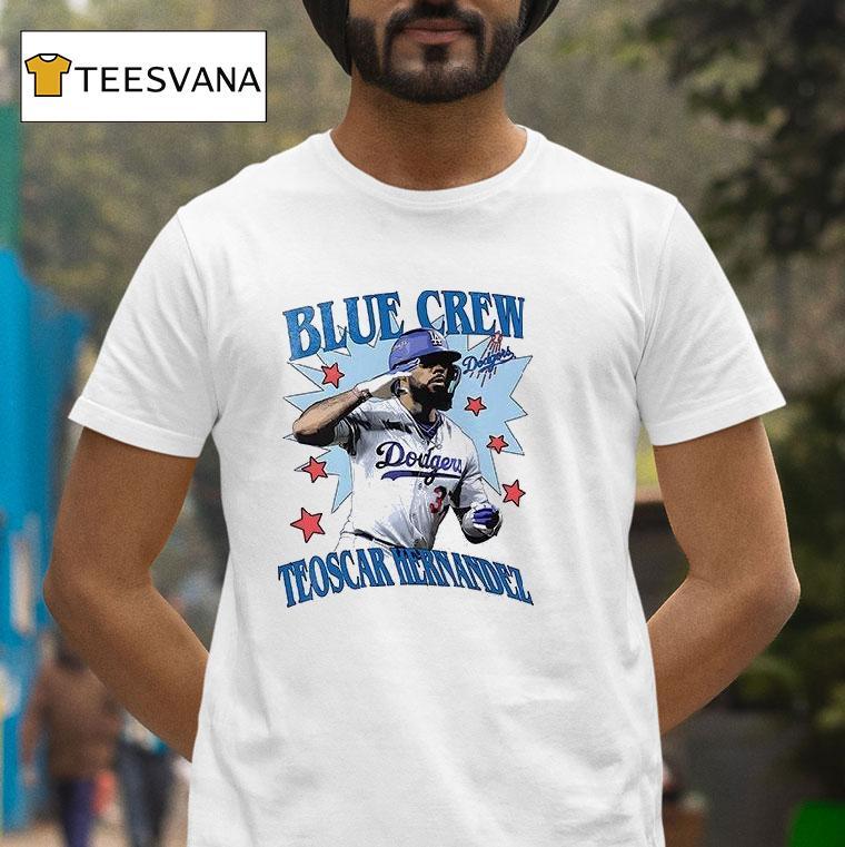 Los Angeles Dodgers Teoscar Hernandez Blue Crew Graphic T Shirt Los Angeles Dodgers Teoscar Hernandez Blue Crew Graphic T Shirt