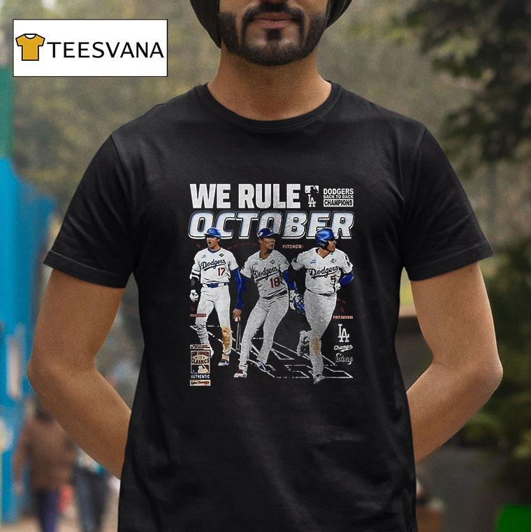 Los Angeles Dodgers We Rule October Pitcher Stars Graphic T Shirt Los Angeles Dodgers We Rule October Pitcher Stars Graphic T Shirt