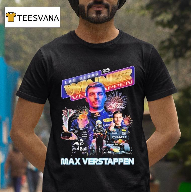 Max Verstappen Las Vegas Winner Racing F Signature T Shirt Max Verstappen Las Vegas Winner Racing F Signature T Shirt